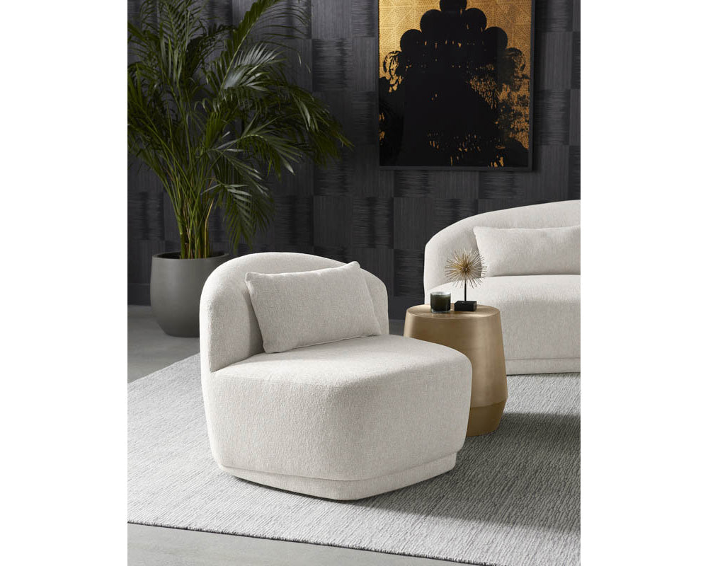 Soraya Swivel Armless Chair, Dove Cream