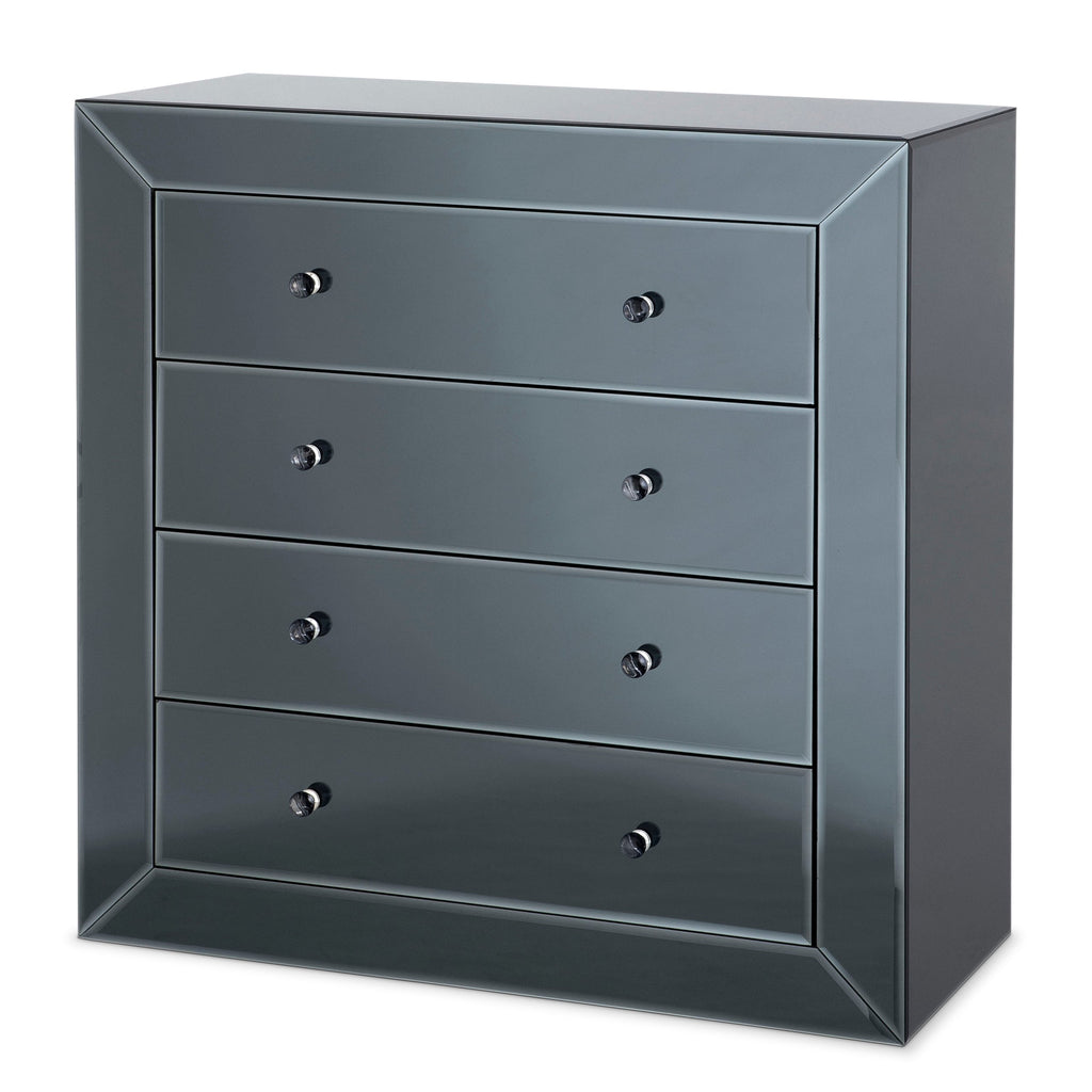 Chest Brera Black Mirror Glass 4 Drawer