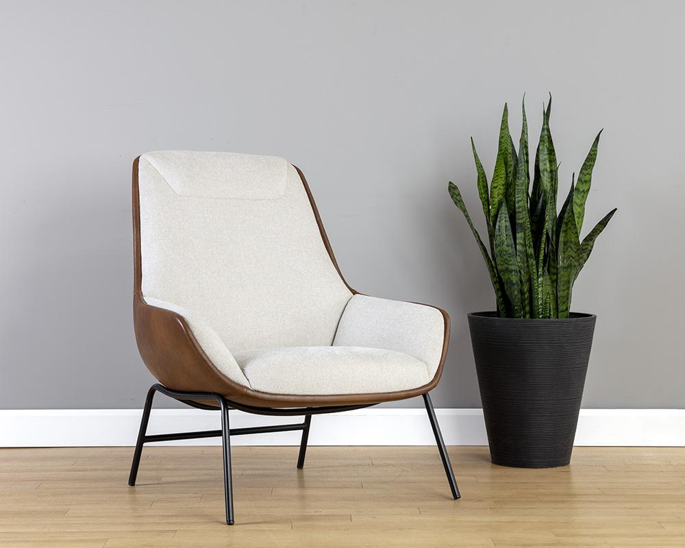 Lucier Lounge Chair - Belfast Oatmeal / Bravo Cognac