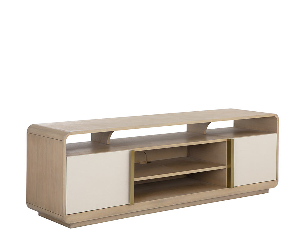 Kayden Media Console And Cabinet - Oyster Shagreen