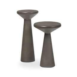 Ravine Concrete Accent Tables, Dark Grey - Set Of 2