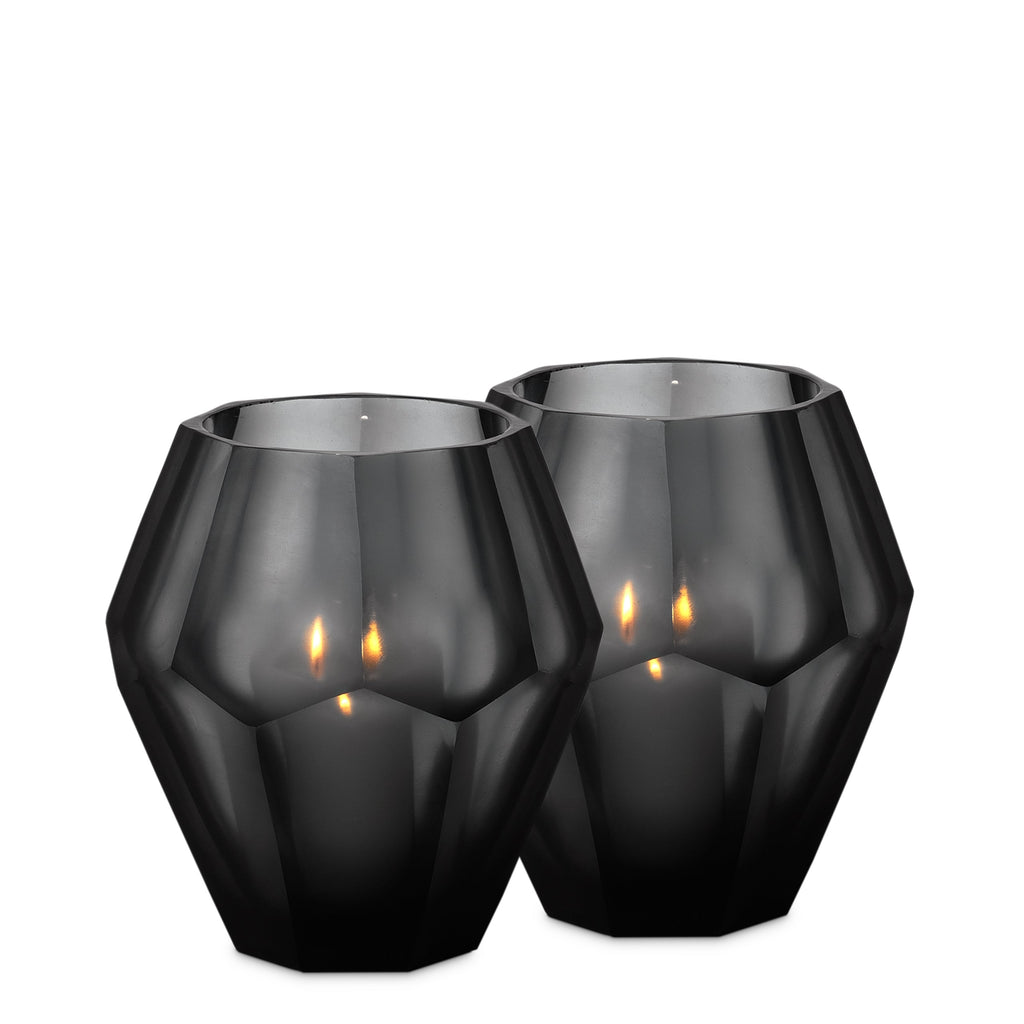 Tealight Holder Okhto L Black Set of 2