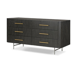 Fletcher 6 Drawer Dresser - Distressed Black