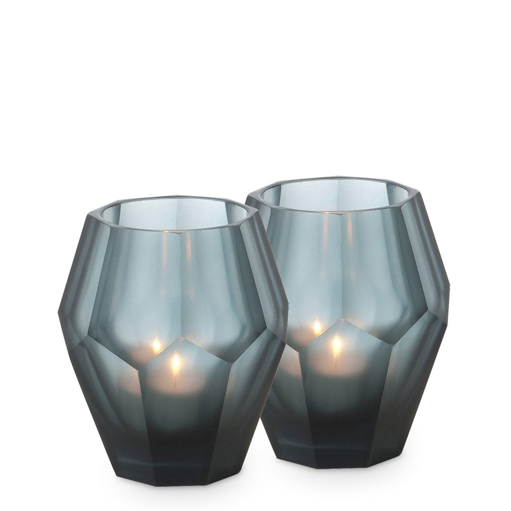 Tealight Holder Okhto L Blue Set of 2