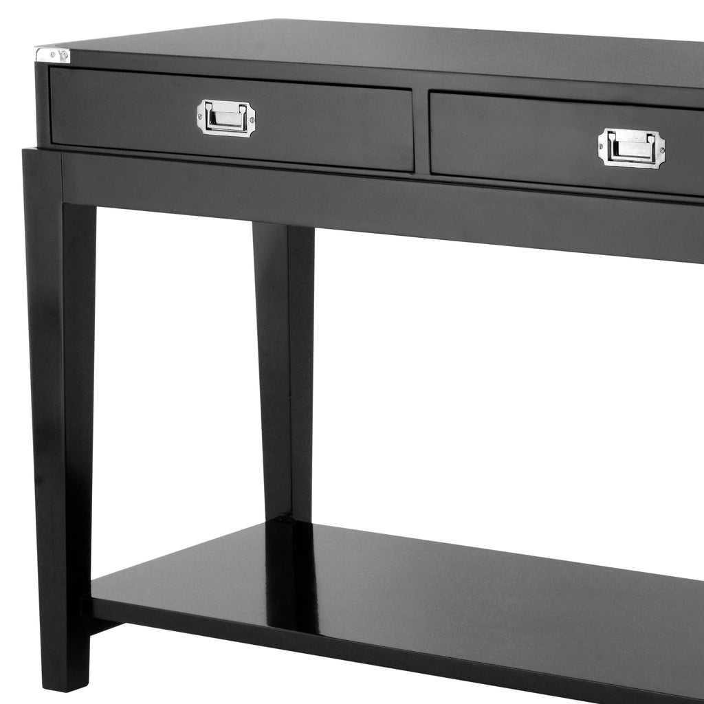 Console Table Military Waxed Black Finish