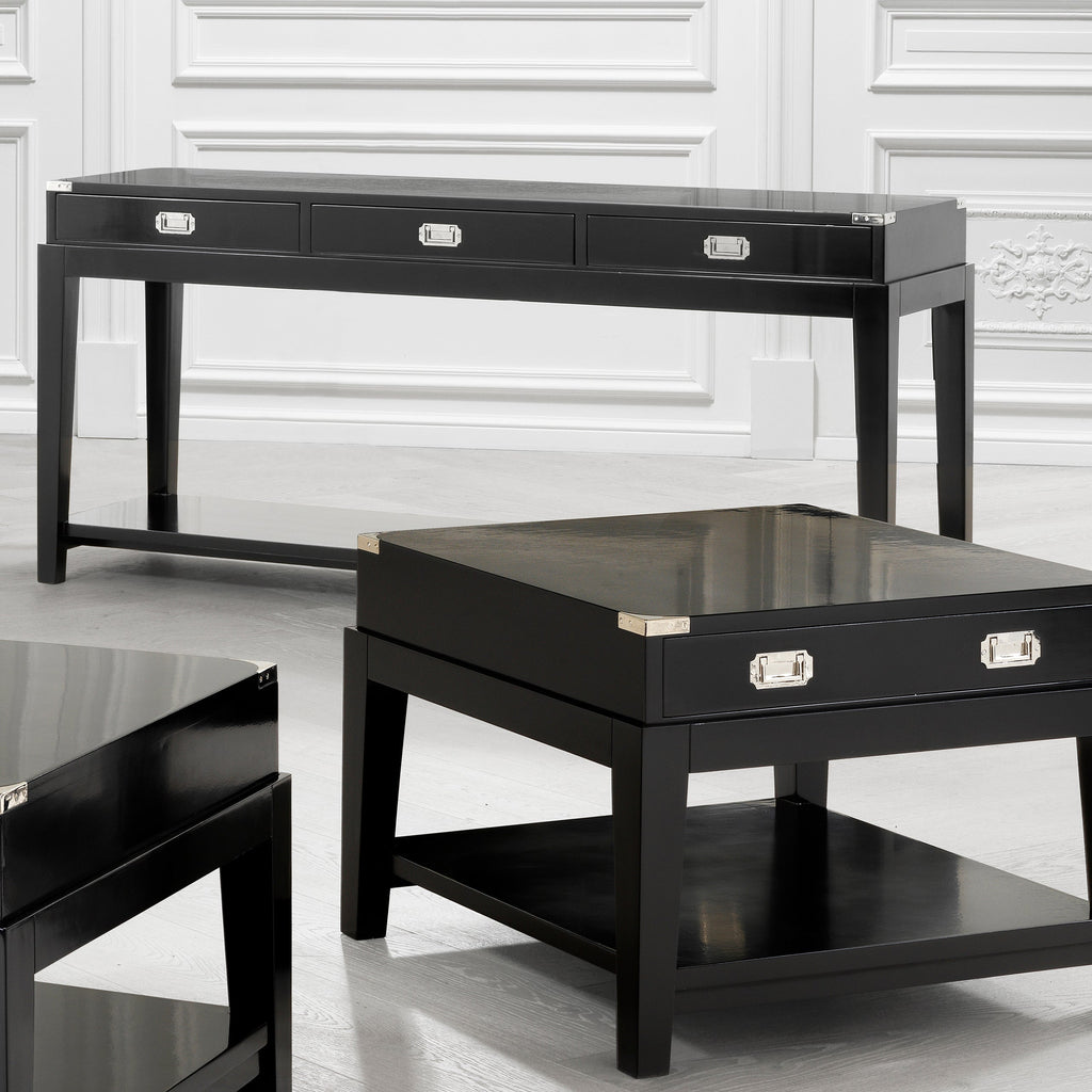 Console Table Military Waxed Black Finish