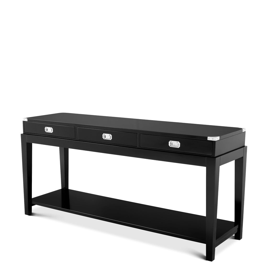 Console Table Military Waxed Black Finish