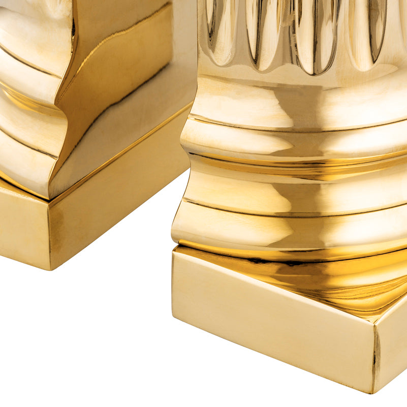 Bookend Pillar Polished Brass Set of 2