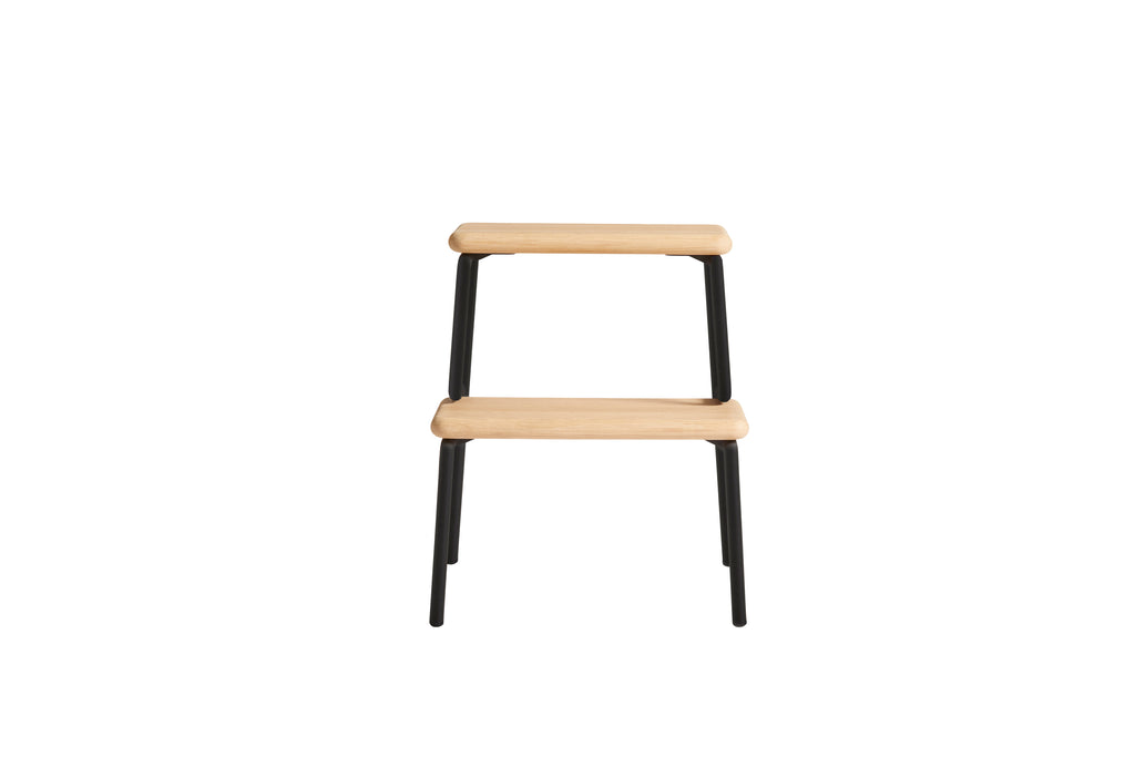 Slalom Step Stool, White Pigmented Lacquered Solid Oak