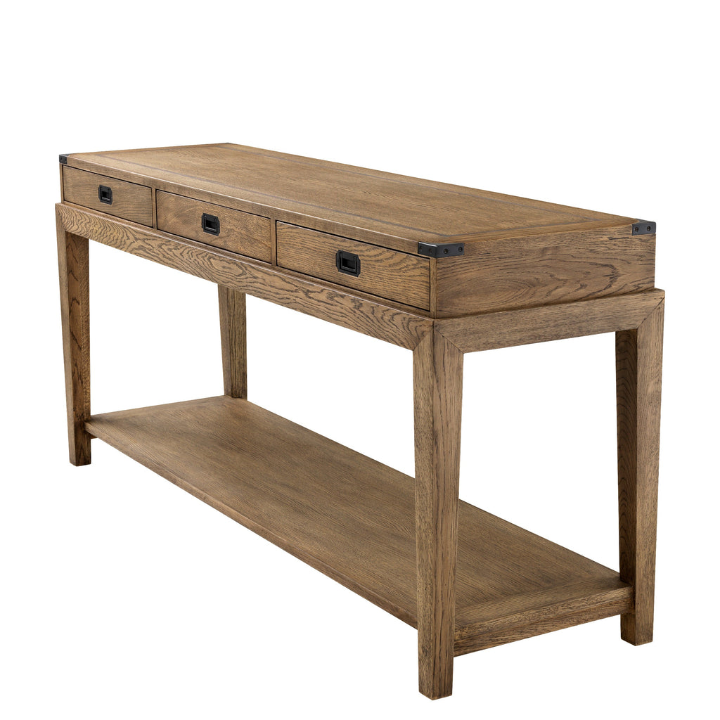 Console Table Military Smoked Oak Finish