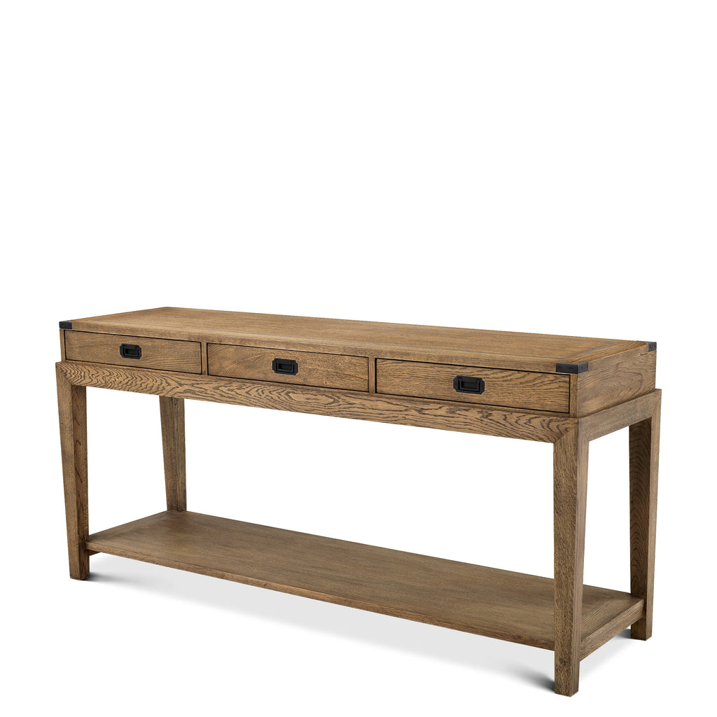 Console Table Military Smoked Oak Finish