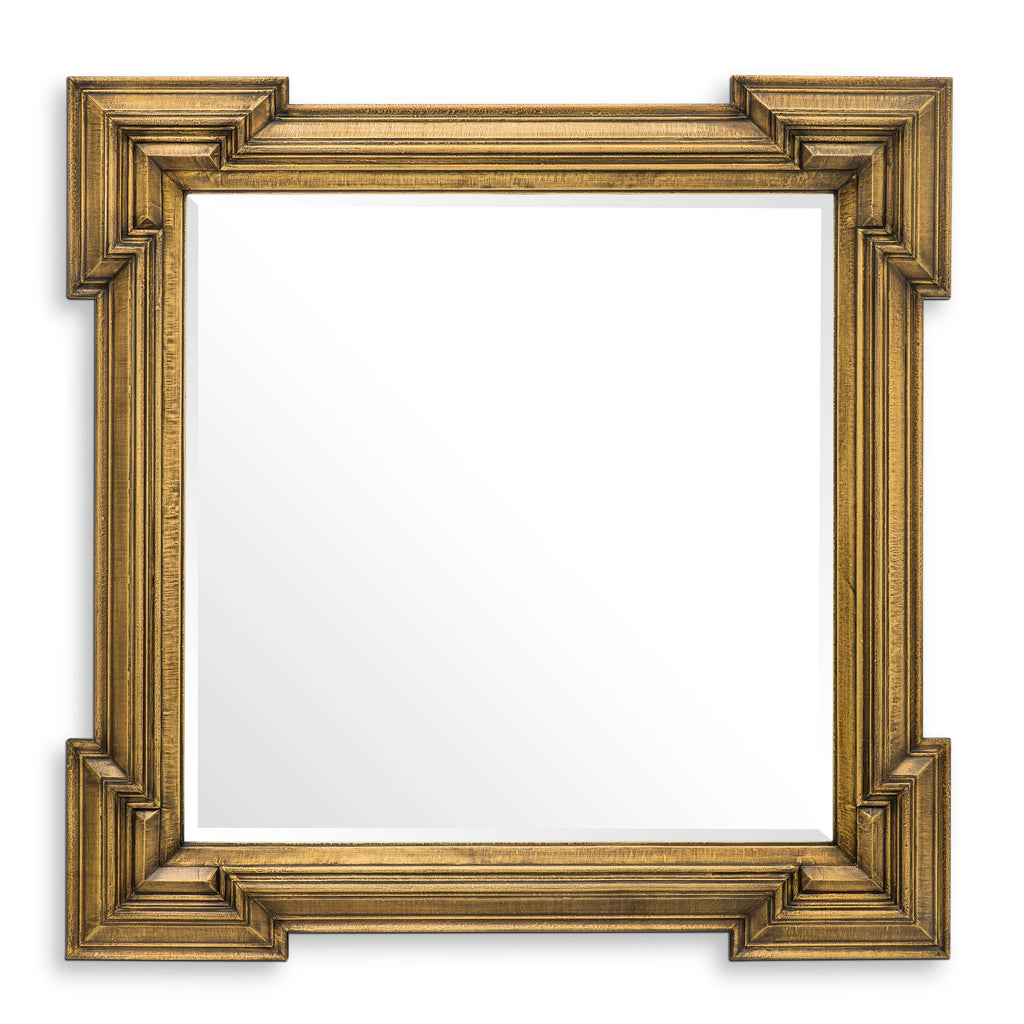 Mirror Livorno Square Antique Brass Finish