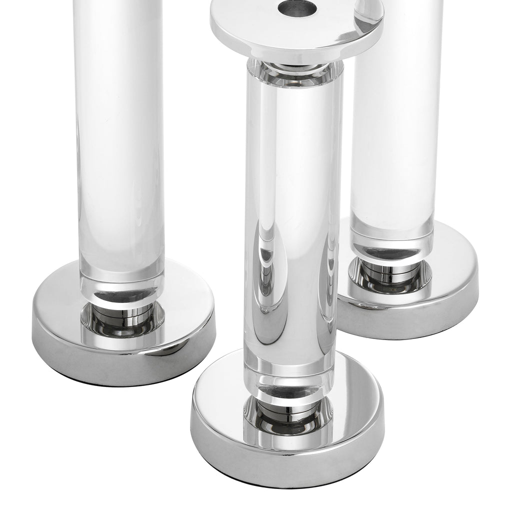 Candle Holder Chapman Nickel Finish Clear Set of 3