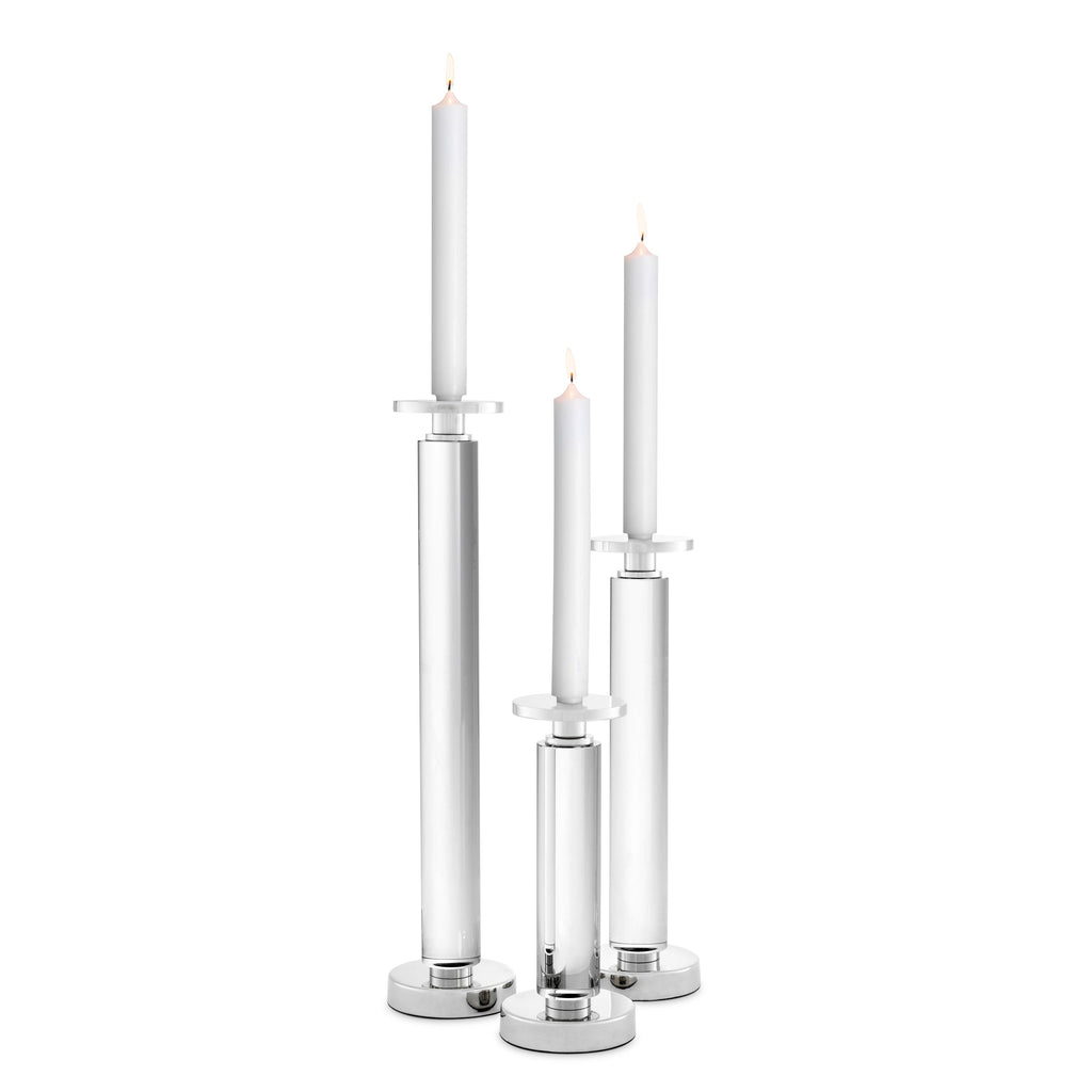 Candle Holder Chapman Nickel Finish Clear Set of 3