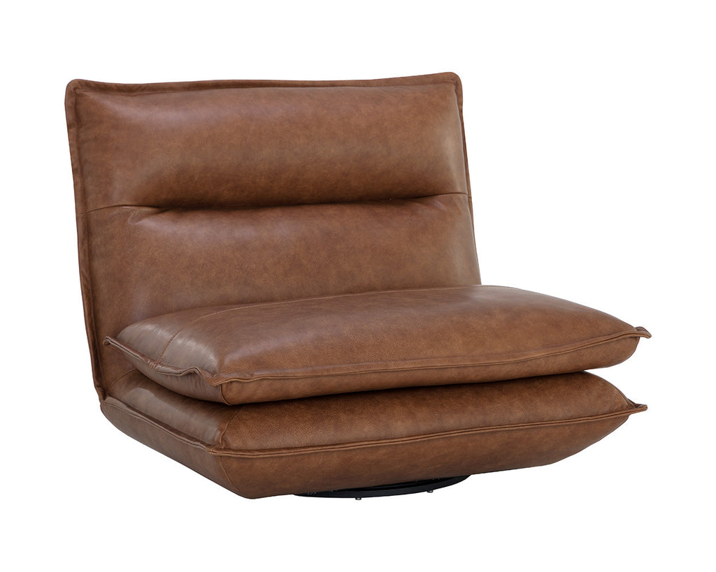 Colson Swivel Armless Chair - Cognac Leather