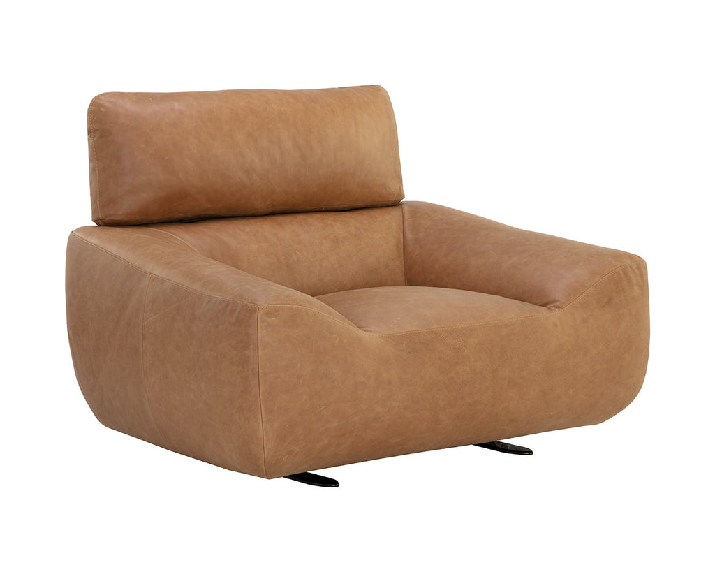 Paget Glider Lounge Chair - Camel Leather