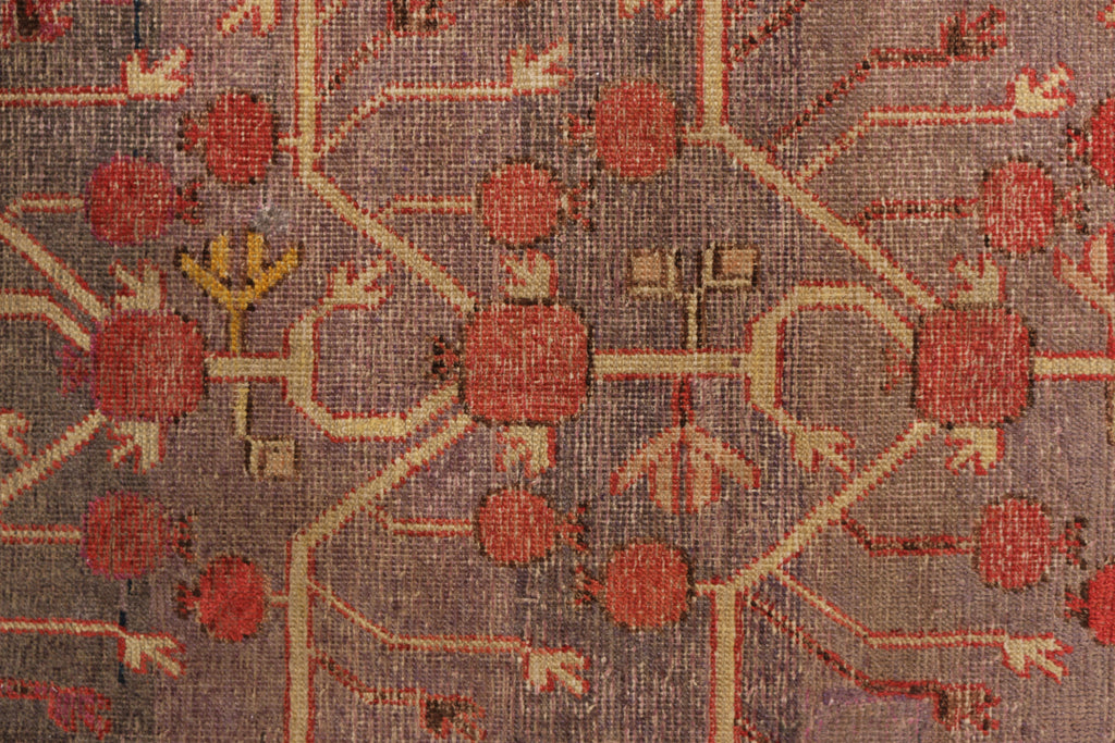 Antique Khotan Rug Blue And Red Geometric Pomegranate Pattern - 11170
