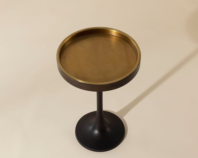 Tekoa End Table, Antique Brass