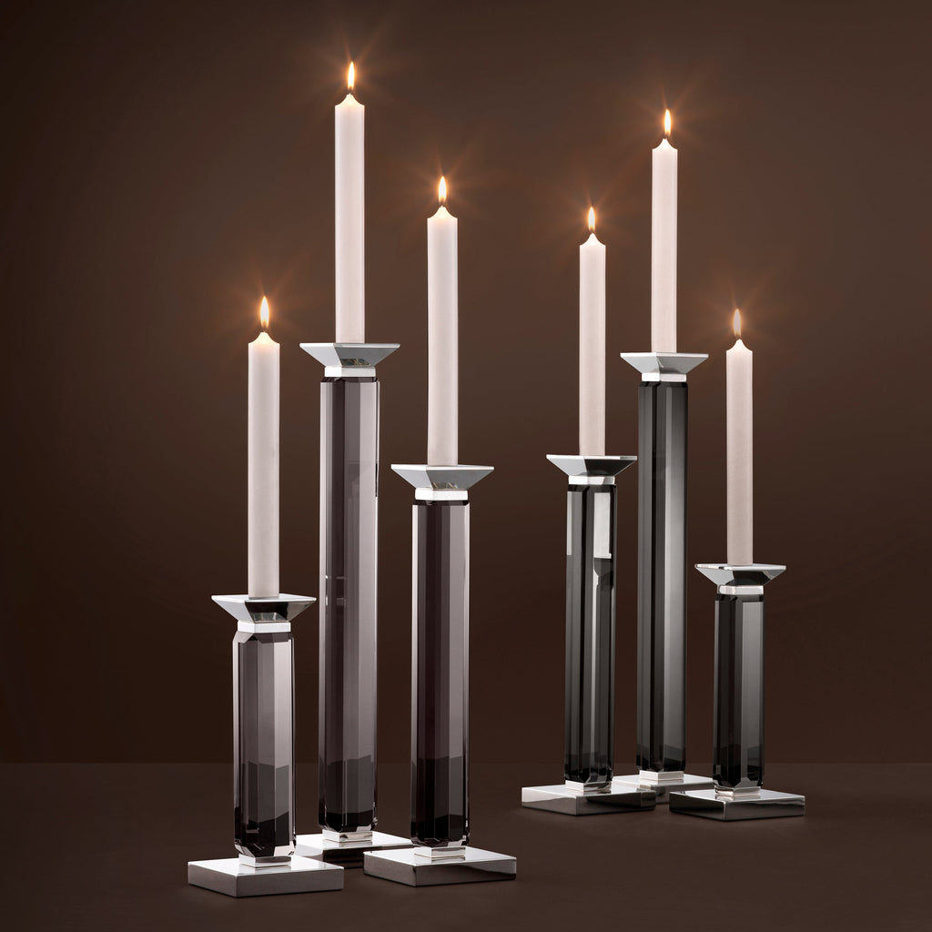 Candle Holder Livia Nickel Finish Smoke Set of 3