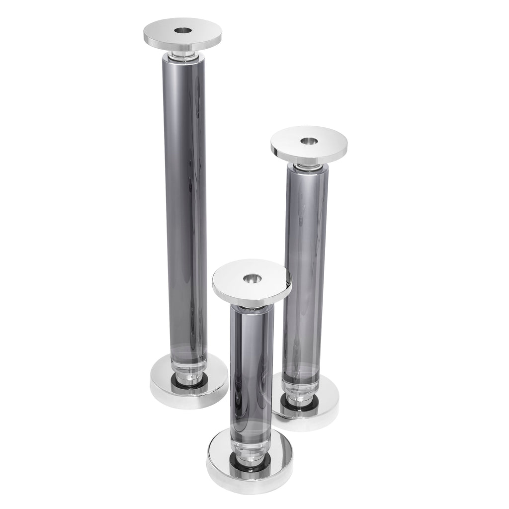 Candle Holder Chapman Nickel Finish Smoke Set of 3