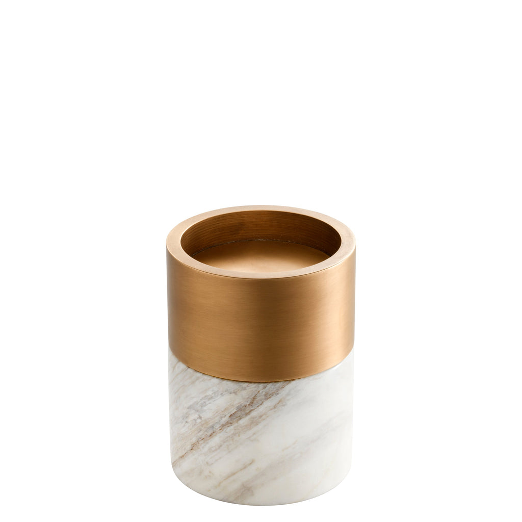 Candle Holder Sierra White Marble Brass Finish Set of 3