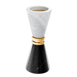 Candle Holder Diabolo Black/White Marble