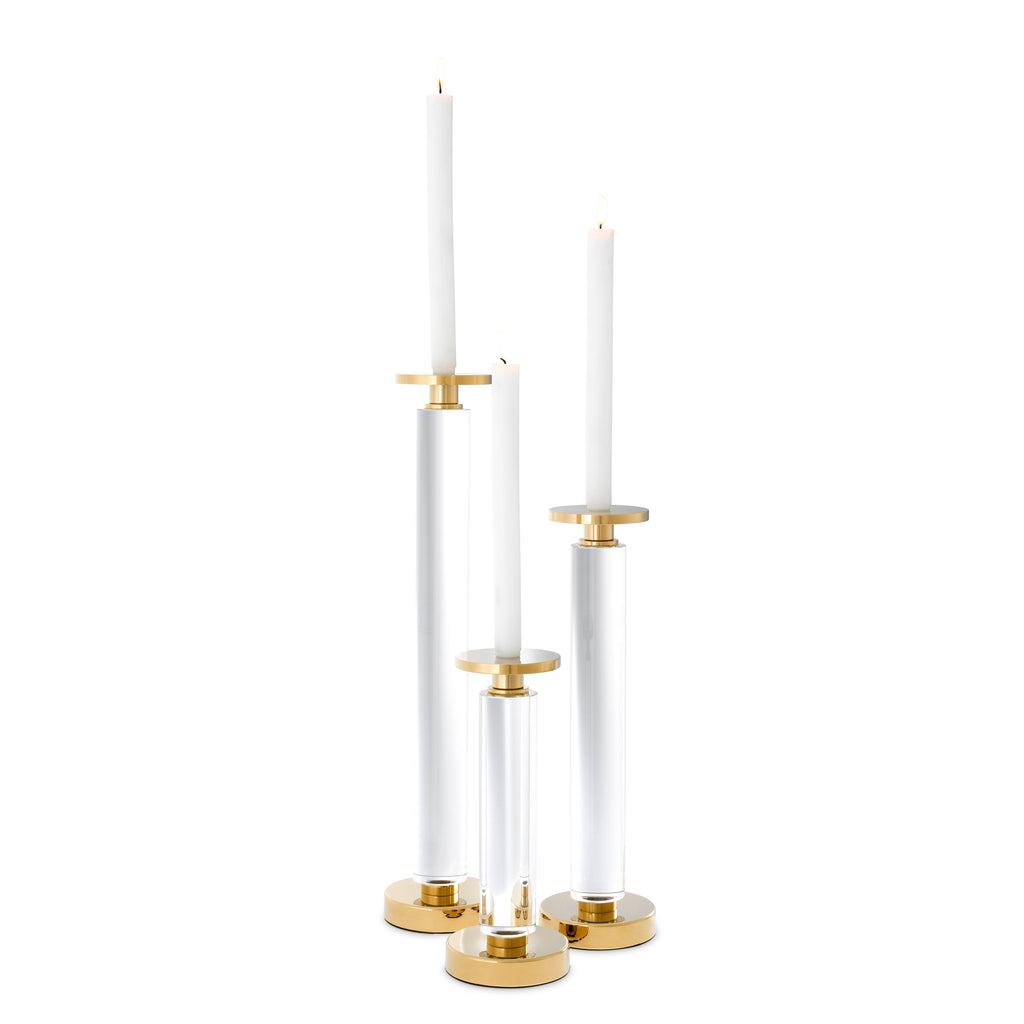 Candle Holder Chapman Gold Finish Clear Set of 3