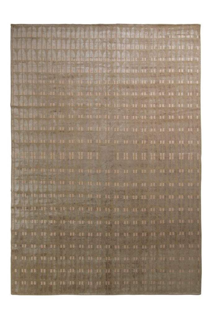 Austrian Art Deco Rug Portico Taupe with Geometric Pattern