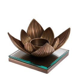 Tealight Holder Lotus Vintage Brass Finish