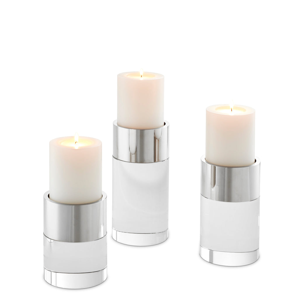 Candle Holder Sierra Nickel Finish Set of 3