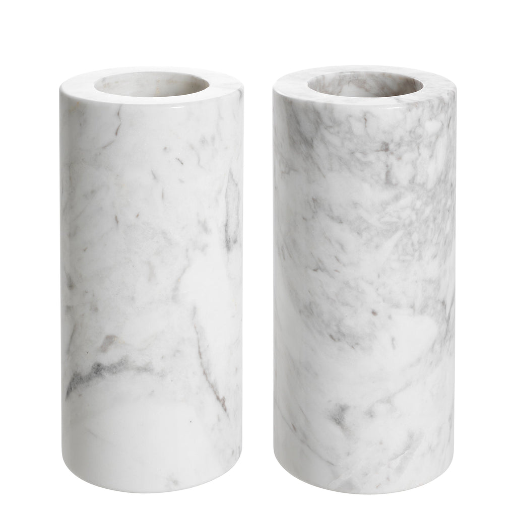 Tealight Holder Tobor L White Marble Set of 2