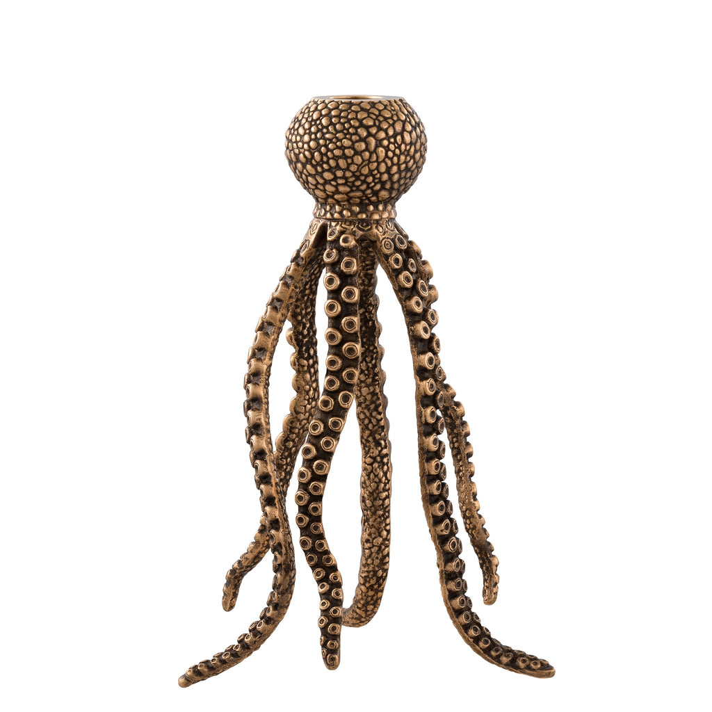 Candle Holder Octopus Vintage Brass Finish