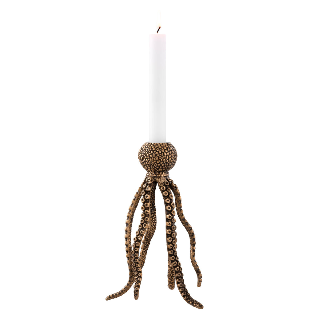 Candle Holder Octopus Vintage Brass Finish