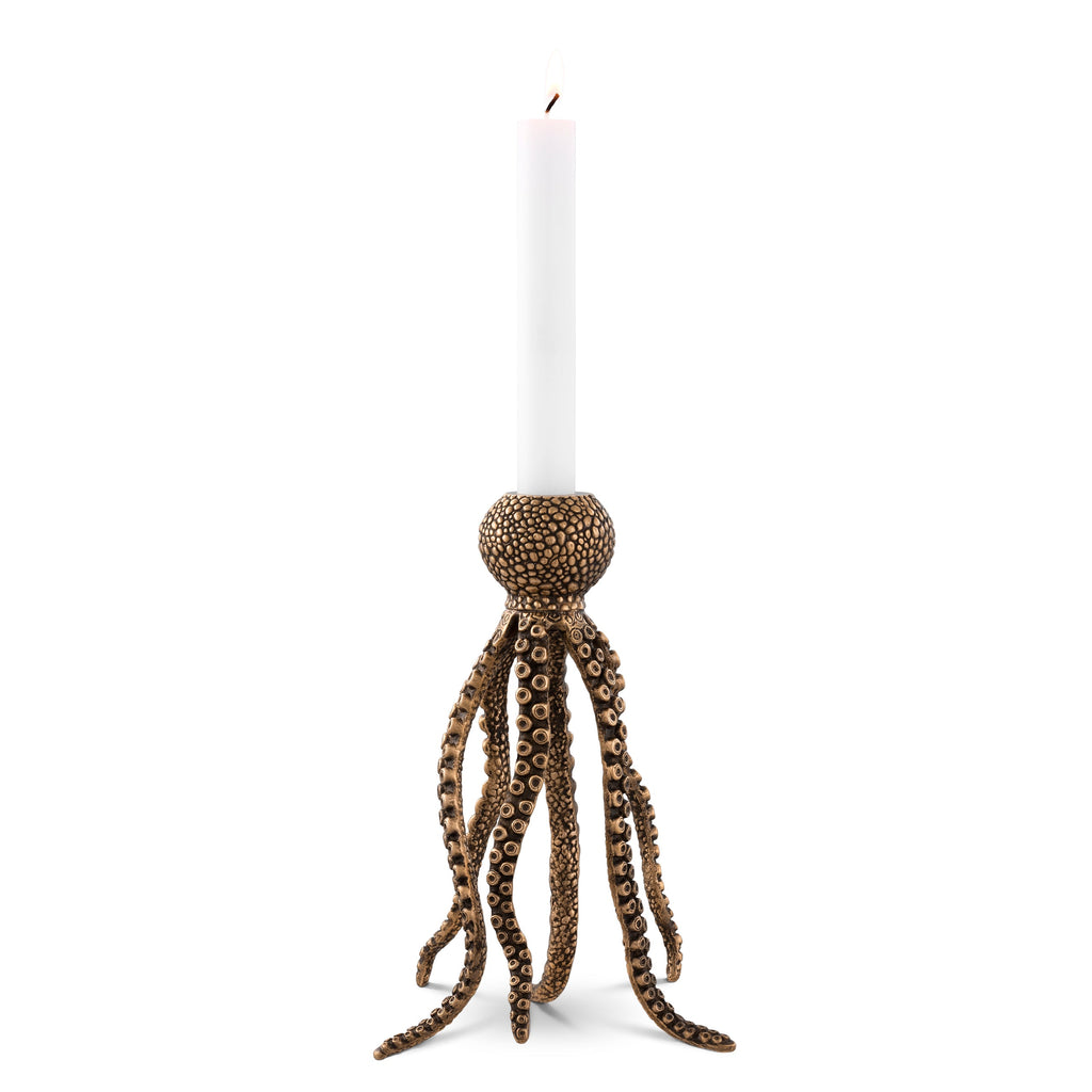 Candle Holder Octopus Vintage Brass Finish