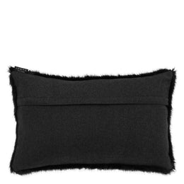 Scatter Cushion Alaska Faux Fur Black Rectangular