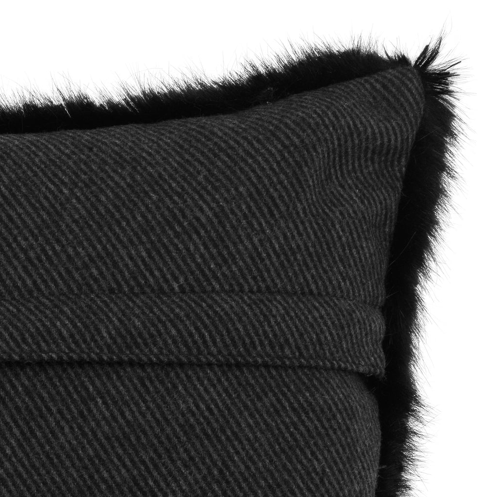 Scatter Cushion Alaska Faux Fur Black Rectangular