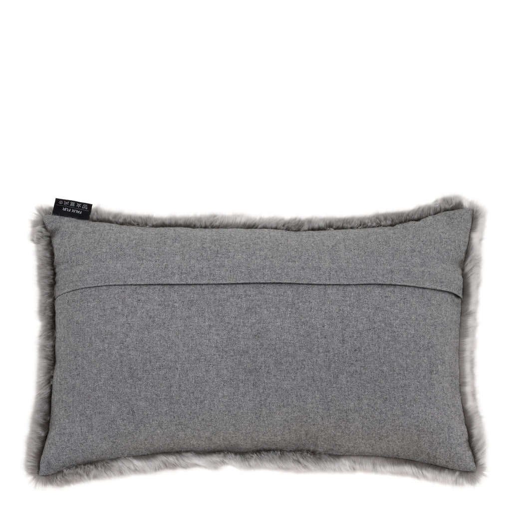 Scatter Cushion Alaska Faux Fur Grey Rectangular