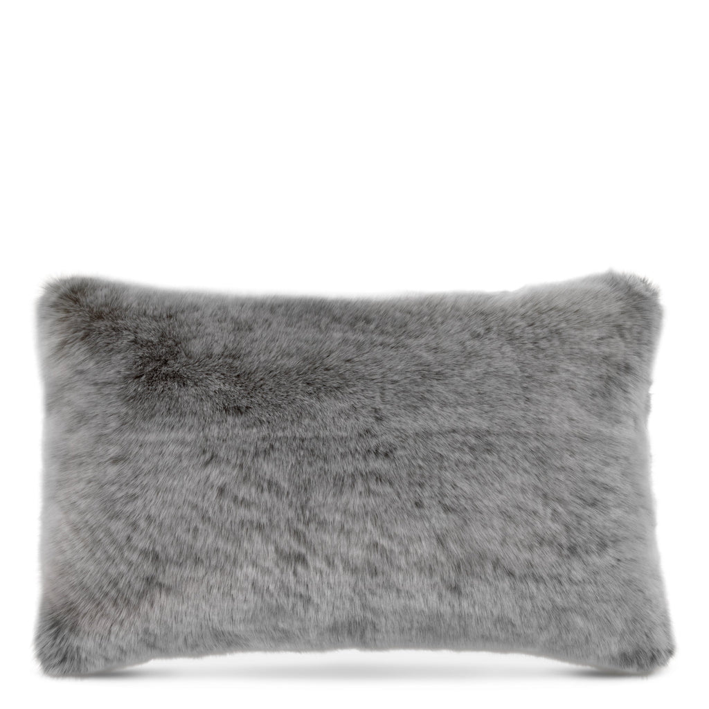 Scatter Cushion Alaska Faux Fur Grey Rectangular