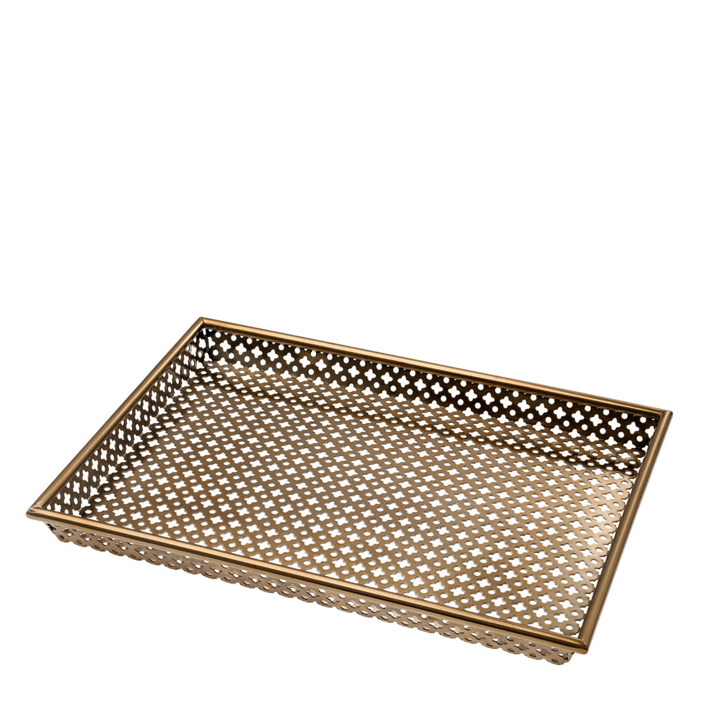 Tray Sirenuse Rectangular S Antique Brass Finish