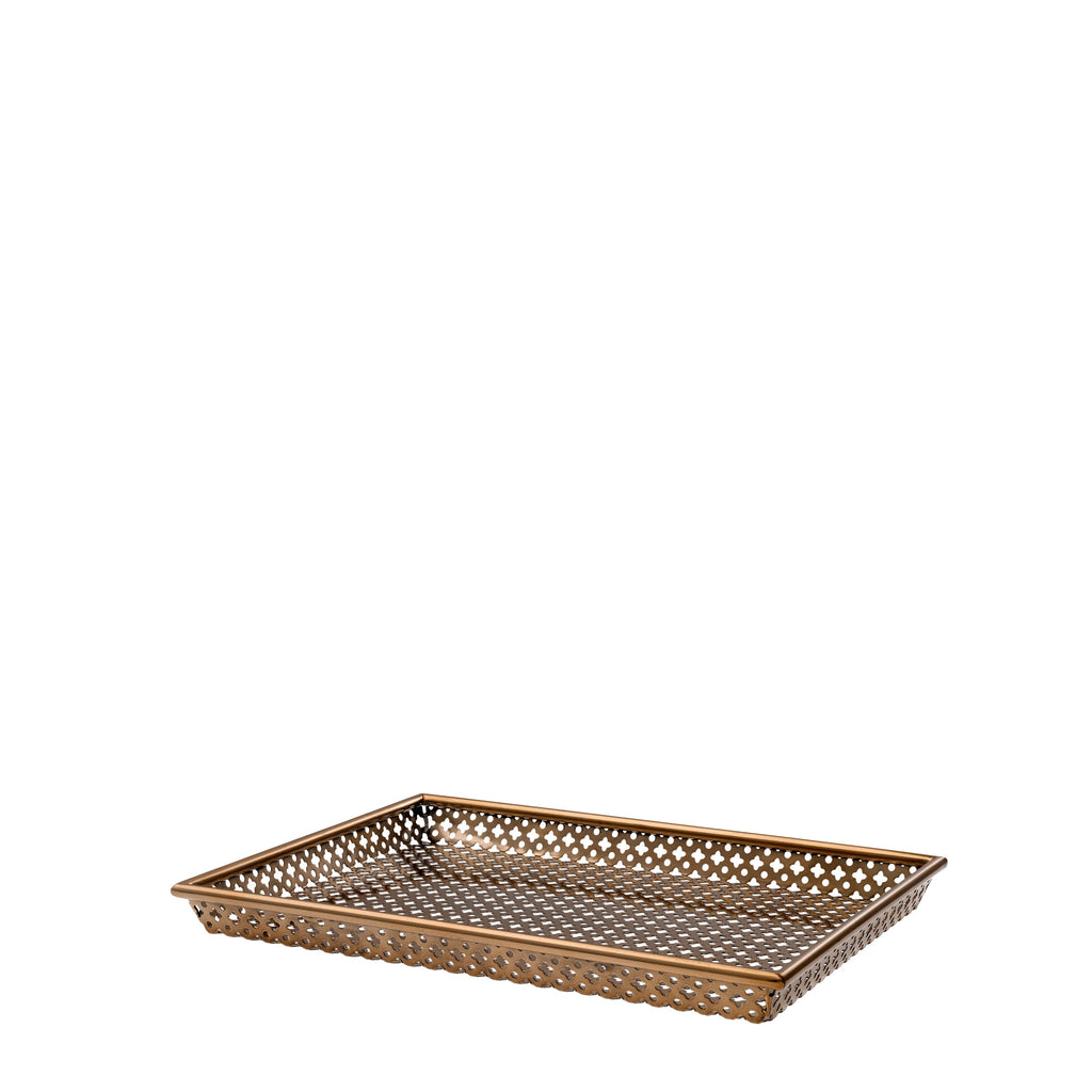 Tray Sirenuse Rectangular S Antique Brass Finish