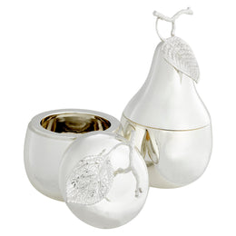Box Apple and Pear Silver Plated Set of 2