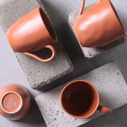 Terracotta Organic Mugs, Set of 4