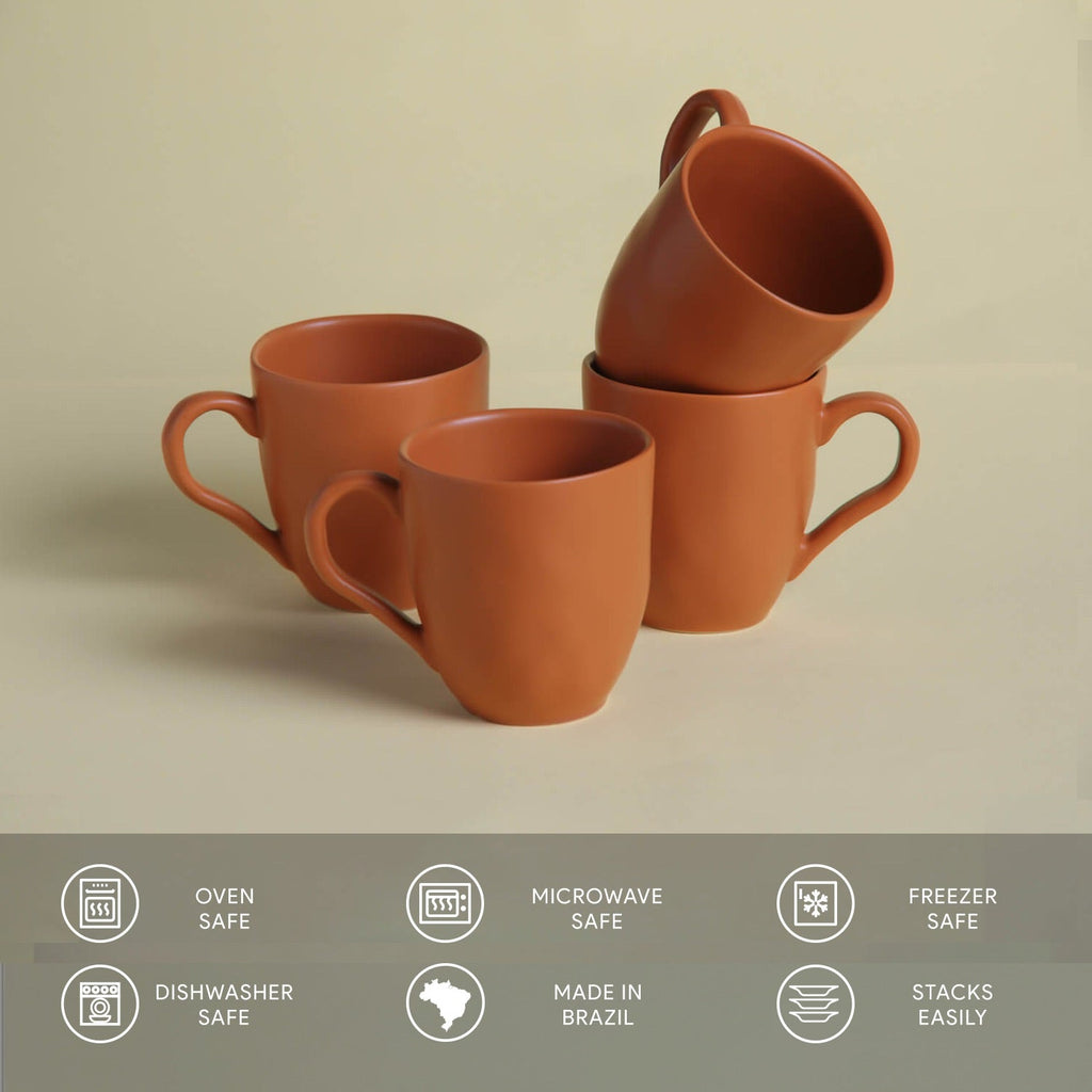 Terracotta Organic Mugs, Set of 4