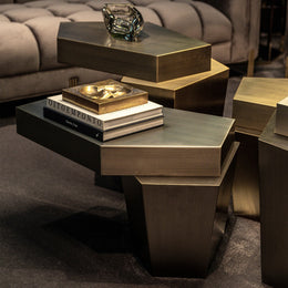 Coffee Table Calabasas Low Brushed Brass Finish