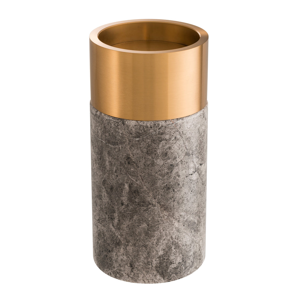 Candle Holder Sierra Grey Marble Brass Finish Set of 3