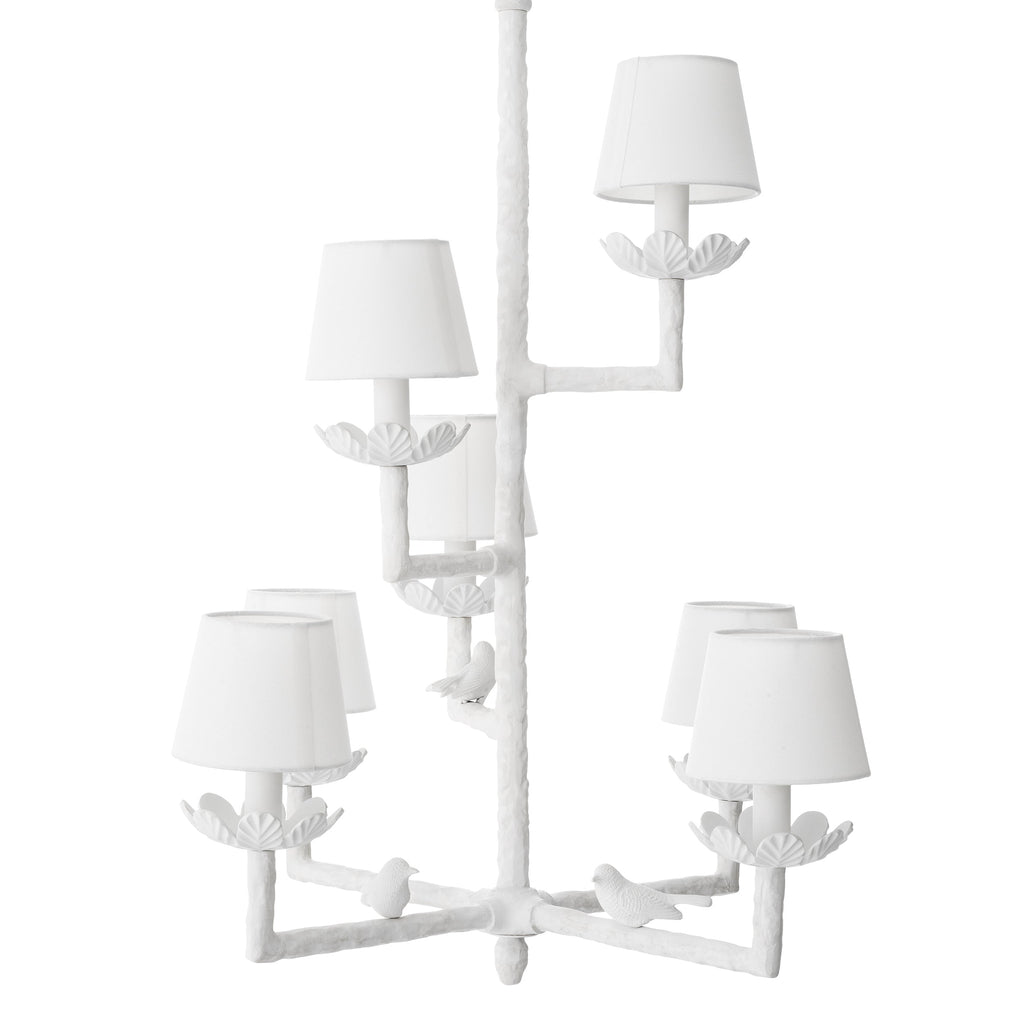 Chandelier Nature Matte White Finish Incl Shades UL