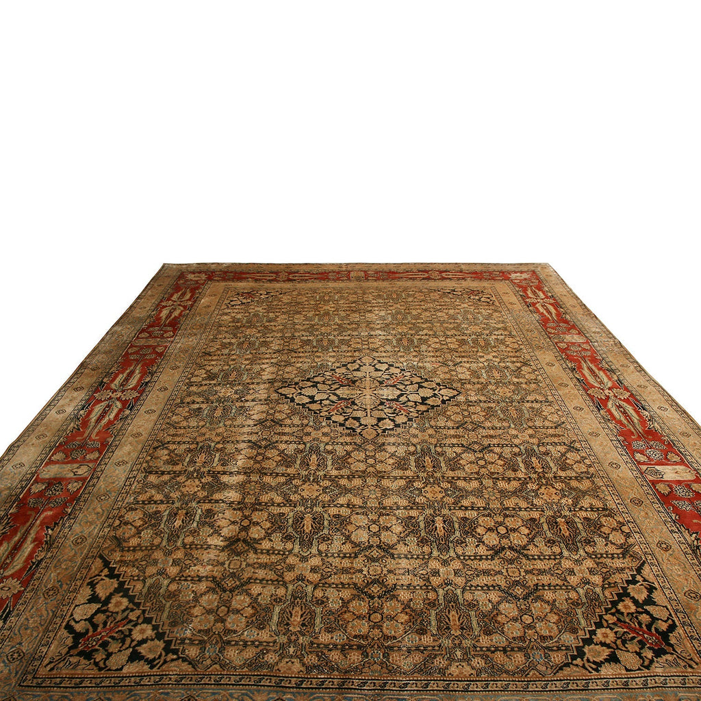 Antique Doroksh Traditional Beige-Brown And Red Wool Persian Rug - 11405