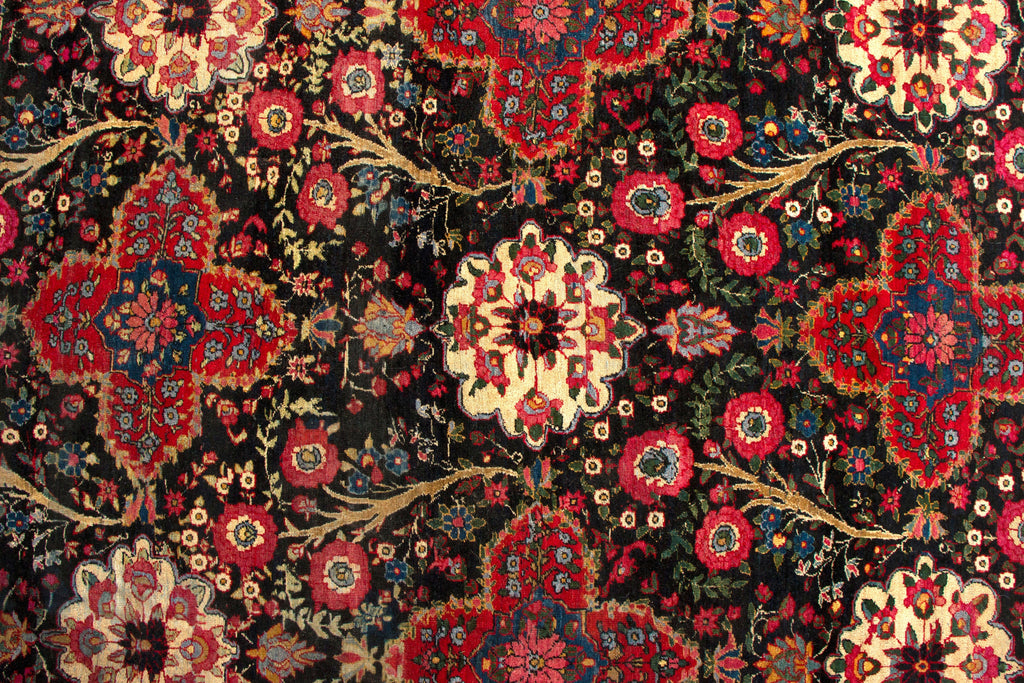 Hand-Knotted Persian Tehran-Design Rug With Floral Design In Red And Green - 11407