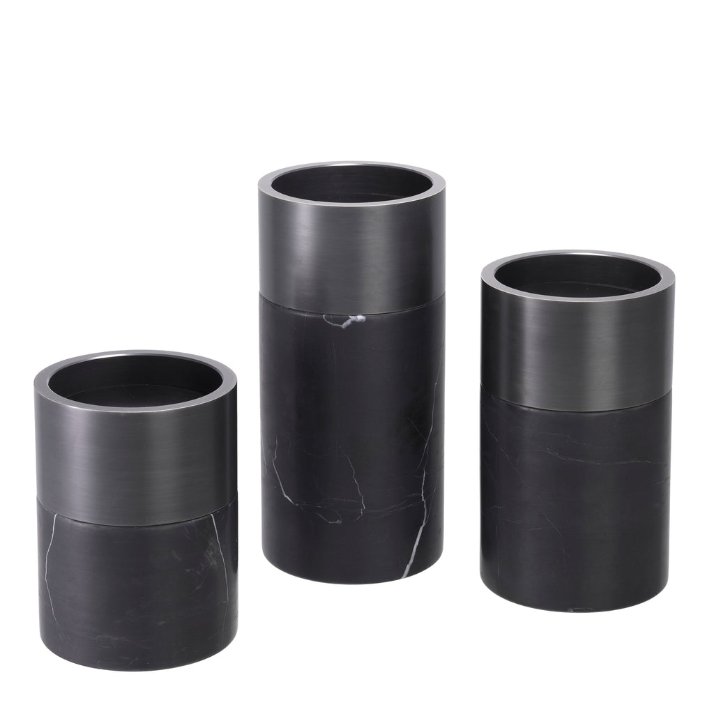 Candle Holder Sierra Black Marble Bronze Finish Set of 3