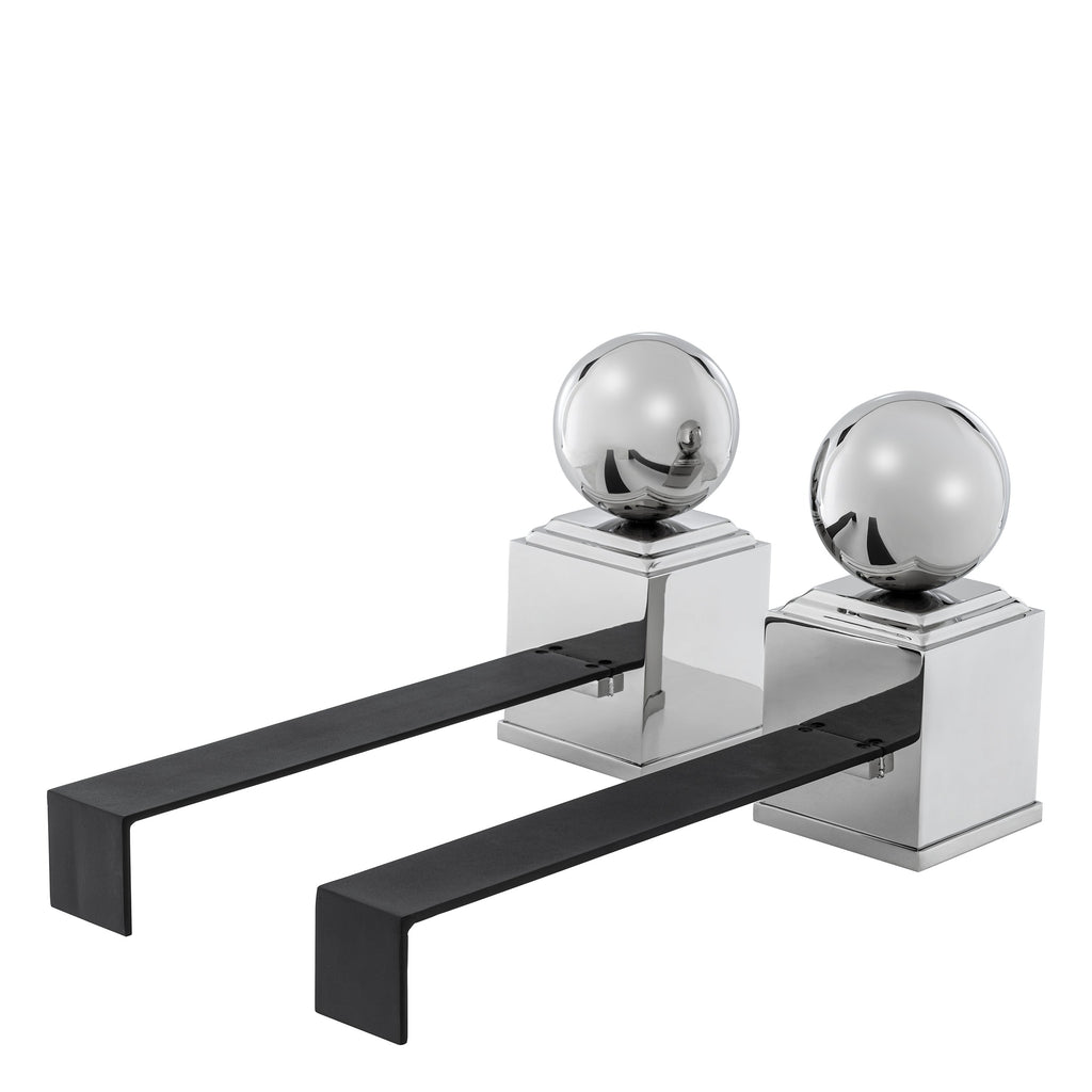 Andiron Viviers Nickel Finish Set of 2